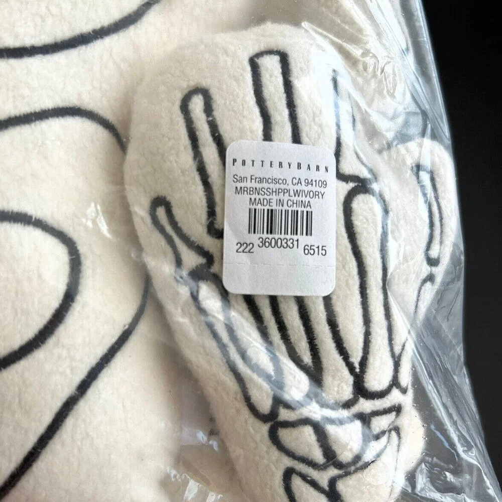 NEW Pottery Barn Mr. Bones Ivory HALLOWEEN Skeleton Pillow